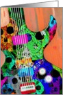 Happy Birthday to the Rocker, cool guitar with skulls! card