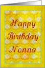 Happy Birthday Nonna on textured golden peacock feathers! card