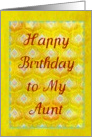 Happy Birthday Aunt on textured golden peacock feathers! card