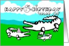 Color Me Collection Happy 6th Birthday from the alligator family! card