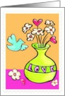 Unique Colors Happy Valentine’s Day love bird and flowers! card