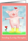 Cute spotted hog in rubber boots to lift someone’s spirit! card