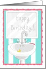 Happy Birthday to her written in the mirror steam! card
