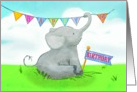 Wrinkly elephant sends tons of happy birthday fun! card