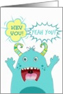 This turquoise monster will make sure they have a happy b’day! card
