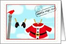 Christmas card FROM SANTA!, Santa Suit, Red Bird on Clothesline card