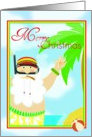 Merry Christmas Rasta snorkeling Santa, smoking a blunt! card