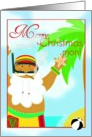 Merry Christmas African Am. Rasta snorkeling Santa, smoking a blunt! card