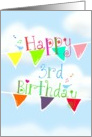 Happy 3rd Birthday, singing blue birds on brightly colored banners! card