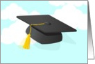 Congratulations college graduate cap thrown in sky! card