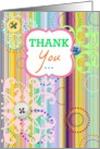 Thank You, vintage bright stripes with buttons look! card