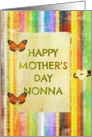Happy Mother’s Day, Nonna, stripes, butterfly hinges, heart button look! card