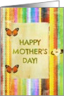 Happy Mother’s Day, stripes, butterfly hinges, heart button look! card