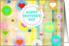 Happy Mother’s Day, on Your Birthday, plaid pastels, hearts and buttons look! card