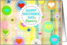 Happy Mother’s Day, Stepmom, plaid pastels, hearts and buttons! card