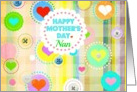 Happy Mother’s Day, Nan, plaid pastels, hearts and buttons! card