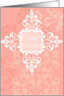 Happy Birthday filled with surprises, vintage floral, medallion on pink! card