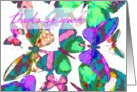 Thanks so much, blank note card, butterflies in flight of jewel colors! card