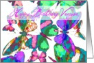 Happy Birthday Vanessa, butterflies in flight of jewel colors! card