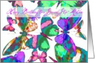 Happy Birthday Step-Mother, butterflies in flight of jewel colors! card