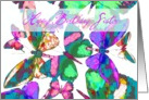 Happy Birthday Sister, butterflies in flight of jewel colors! card