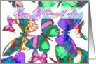 Happy Birthday Auntie, butterflies in flight of jewel colors! card
