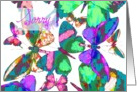 Sorry, I really messed up, butterflies in flight of jewel colors! card