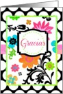 ’Gracias’, Spanish Thank You, Blank Note Card, Floral on Polka Dots! card