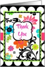’Thank You’ for Dinner/ Hospitality, Bright Tropical Floral on Polka Dots card