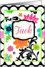 Bright Tropical Floral Tack means Thank You in Swedish! card