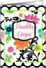 Bright Floral Hankta Ouya means Thank You in Pig Latin! card
