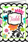 Bright Floral Takk means Thank You in Norwegian! card