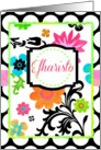 Bright Floral Efharisto means Thank You in Greek! card