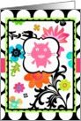 Bright Tropical Floral, Happy Birthday from the Fat Cat, on Polka Dot! card