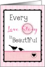 Happy Anniversary to My Spouse, ’Love Story’ on Pink Stripe! card