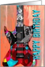 Happy Birthday Cool Electric Guitar with Funky Swirl on Wood! card