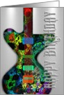 Happy Birthday Cool Electric Guitar with Skulls on Metal! card