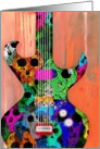 Cool Electric Guitar Note Cards with Skulls on Wood! card