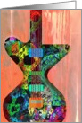 Cool Electric Guitar Note Cards with Skulls on Wood! card