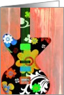 Cool Electric Guitar Note Cards with Floral design on Wood! card