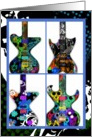 Cool Electric Guitar Collage Note Cards on Skull Swirl background! card