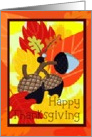 Happy Thanksgiving Teacher with Acorns on Fall Leaves! card