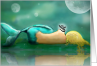 Sleeping Mermaid with Magical Dragon Note Card! card