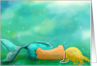 Sleeping Mermaid in the Ocean, Blank Note Card! card