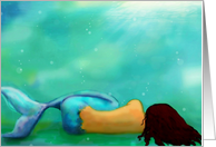 Sleeping Mermaid in the Ocean, Blank Note Card! card
