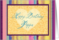 Happy Birthday Poppa with heart on muted stripes! card