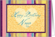 Happy Birthday Italian Grandfather/Nonno with heart on muted stripes! card