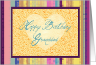 Happy Birthday Granddad with heart on muted stripes! card