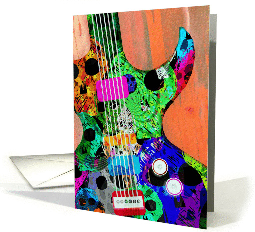 Happy Birthday to the Rocker, cool guitar with skulls! card (1069201)
