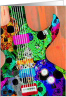 Happy Birthday to the Rocker, cool guitar with skulls! card